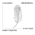 Alloy Zircon Feather Brooch For Elegant Suit And Coat Decoration view 5