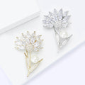 Alloy Micro Pave Zircon Crystal Flower Brooch For Women's Apparel view 3