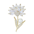 Alloy Micro Pave Zircon Crystal Flower Brooch For Women's Apparel view 2