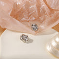 Luxury Magnetic No Piercing Full Rhinestone Round Ball Stud Earrings for Women Elegant Crystal Earrings view 4
