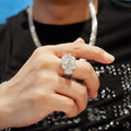 Luxury T Shape Zircon Men's Ring Copper Platinum Plated Full Pave Small Stone Statement Ring view 4