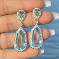 New Niche Design Sea Blue Zircon Wedding Earrings, Chic Bridal Dinner Party Ear Jewelry view 3