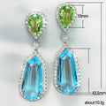 New Niche Design Sea Blue Zircon Wedding Earrings, Chic Bridal Dinner Party Ear Jewelry view 5