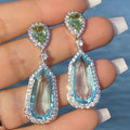 New Niche Design Sea Blue Zircon Wedding Earrings, Chic Bridal Dinner Party Ear Jewelry view 2