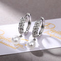 Platinum Plated Zircon Wheat Ear Earrings For Women, Faux Pearl Shell Bead Drop Jewelry view 2