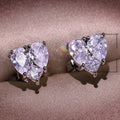 Fashion Heart Cubic Zirconia Stud Earrings For Women, Sparkling Paved Heart Drop Jewelry view 5