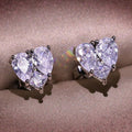 Fashion Heart Cubic Zirconia Stud Earrings For Women, Sparkling Paved Heart Drop Jewelry view 3