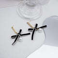 Elegant Korean Lace Ribbon Bow Studs With Rhinestone Chain And Faux Pearl Drop Fashion Earrings view 3