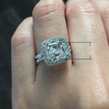 European Fashion Copper White Gold Plated Princess Cut Zircon Engagement Ring For Women view 2