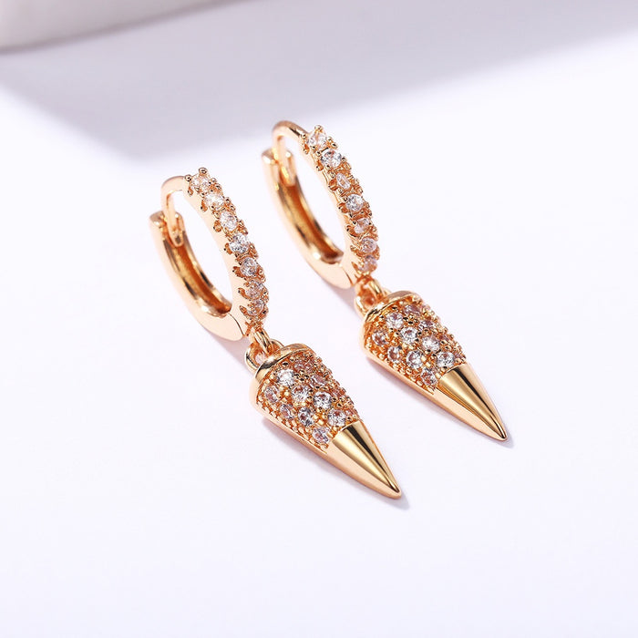 Creative Geometric Rivet Cone Pendant Earrings Hip Hop Street Style Fashion Ear Jewelry