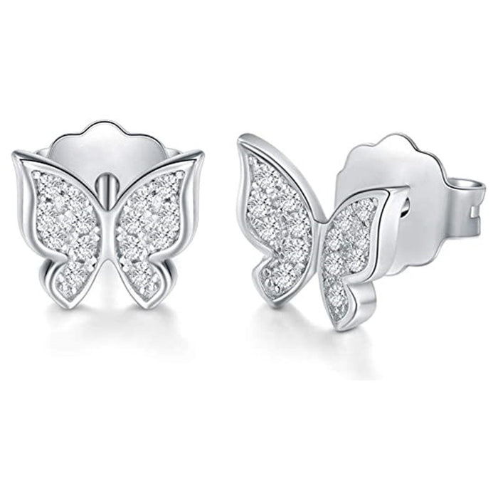 Korean Style Diamond Inlaid Butterfly Stud Earrings For Women, Fresh Fashion Zircon Ear Jewelry