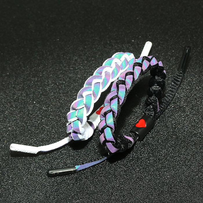 Holographic Reflective Little Lion Student Bracelet Couple Braided Color Changing Wrist Cord