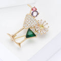 Copper Alloy Zircon Cocktail Glass Brooch Pin for Sweaters view 3