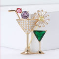 Copper Alloy Zircon Cocktail Glass Brooch Pin for Sweaters view 2