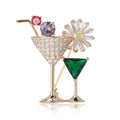 Copper Alloy Zircon Cocktail Glass Brooch Pin for Sweaters view 5