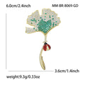 Gold Plated Alloy Zircon Ginkgo Leaf Brooch For Women's Outfits view 5