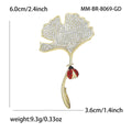 Gold Plated Alloy Zircon Ginkgo Leaf Brooch For Women's Outfits view 4
