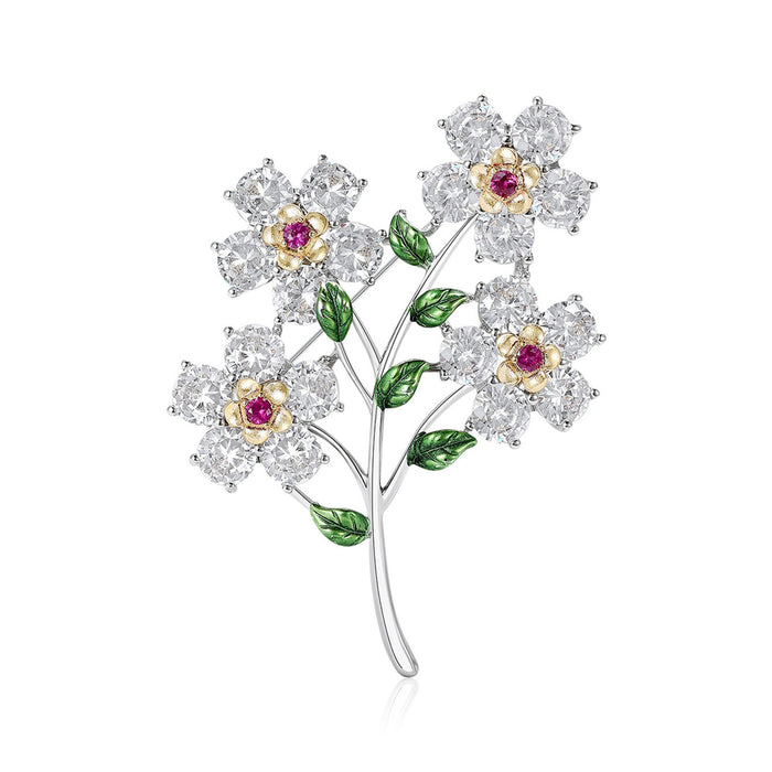 Alloy Zircon Flower Brooch For Elegant Suit Dress And Cheongsam