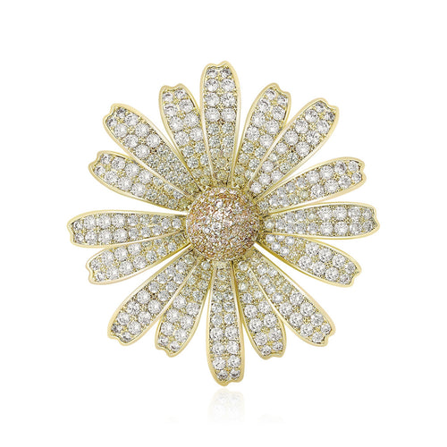 Alloy Zircon Daisy Brooch Pin For Shirt And Suit Decoration