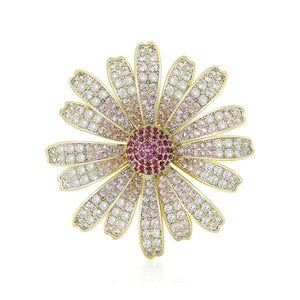 Alloy Zircon Daisy Brooch Pin For Shirt And Suit Decoration