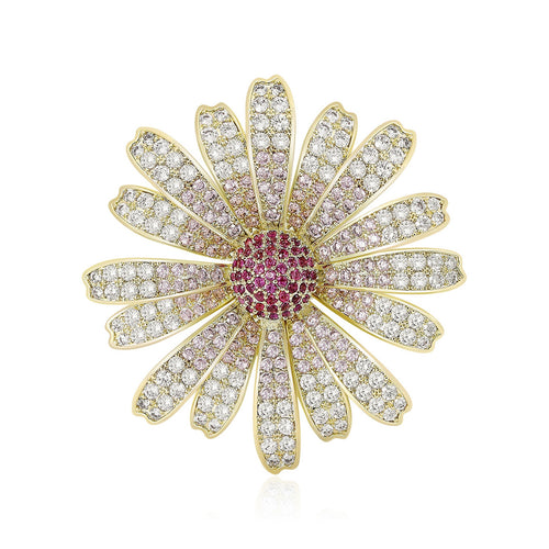 Alloy Zircon Daisy Brooch Pin For Shirt And Suit Decoration