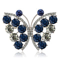 Metal Alloy Rhinestone Dark Blue Butterfly Brooch For Fashion Apparel view 1
