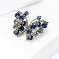 Metal Alloy Rhinestone Dark Blue Butterfly Brooch For Fashion Apparel view 2
