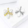 Alloy Pearl Bow Brooch Pin For Collars And Lapels view 3