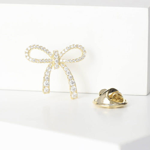 Alloy Bow Lapel Pin With Elegant Korean Style For Commuter Outfits Brooch