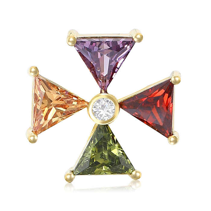 Gold Plated Zircon Windmill Brooch Pin For Collar Decoration