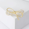 Copper Zircon Bow Lapel Pin Brooch For Women's Clothing view 2