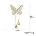 Copper Zircon Butterfly Tassel Brooch Pin For Women's Suit Decoration view 5