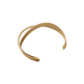 Matte Gold Cross Open Alloy Bangle Korean Retro Minimalist Geometric Round Bracelet view 5