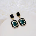 Vintage Baroque Geometric Rectangle Alloy Enamel Drop Studs Korean Elegant Burgundy Oil Drip Earrings view 3