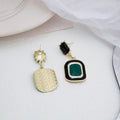 Vintage Baroque Geometric Rectangle Alloy Enamel Drop Studs Korean Elegant Burgundy Oil Drip Earrings view 4