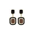 Vintage Baroque Geometric Rectangle Alloy Enamel Drop Studs Korean Elegant Burgundy Oil Drip Earrings view 5
