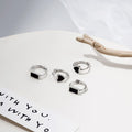 Vintage Black Enamel Heart And Rectangle Geometric Alloy Huggie Hoop Ear Cuff Earrings view 1