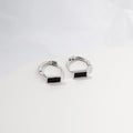 Vintage Black Enamel Heart And Rectangle Geometric Alloy Huggie Hoop Ear Cuff Earrings view 3