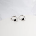 Vintage Black Enamel Heart And Rectangle Geometric Alloy Huggie Hoop Ear Cuff Earrings view 2