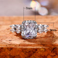 Princess Square Simulated Zircon Ring Irregular Carat Diamond Style Wedding Proposal Bridal Ring view 4