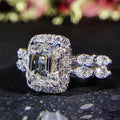 Princess Square Simulated Zircon Ring Irregular Carat Diamond Style Wedding Proposal Bridal Ring view 1