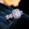 Princess Square Simulated Zircon Ring Irregular Carat Diamond Style Wedding Proposal Bridal Ring view 2