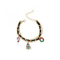 Christmas Charm Bracelet With Enamel Tree Snowman Cane Pendants, Multi Layer Chain Bracelet view 5