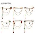 Christmas Series Chain Bell Brooch Fashion Clothing Accessory Holiday Corsage Pin view 1