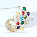 Gold Plated Alloy Peacock Brooch With Colored Zircon For Apparel view 3