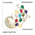 Gold Plated Alloy Peacock Brooch With Colored Zircon For Apparel view 4