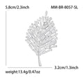 Alloy Zircon Leaf Brooch Elegant Lapel Pin For Suits And Coats view 5