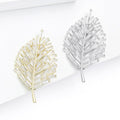 Alloy Zircon Leaf Brooch Elegant Lapel Pin For Suits And Coats view 3