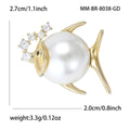 Alloy Zircon Pearl Fish Brooch Pin For Shirt Decoration view 4