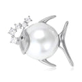 Alloy Zircon Pearl Fish Brooch Pin For Shirt Decoration view 2